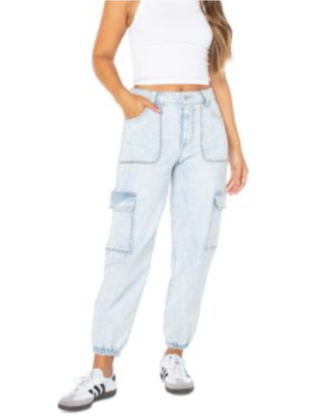 PacSun Light Wash Boyfriend Cargo Jeans